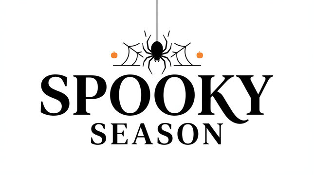Spooky season text design featuring a spider for your creative happy halloween typography projects