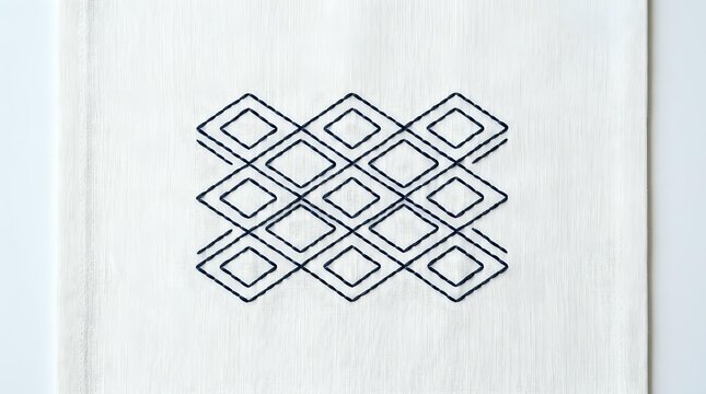 Geometric line art pattern with interlocking diamond shapes arranged