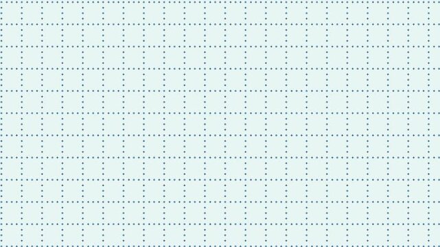 Seamless horizontal panning loop of a minimalist blue dot grid matrix backdrop.
