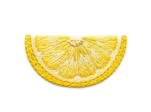 Bright yellow lemon slice with detailed texture and white pith