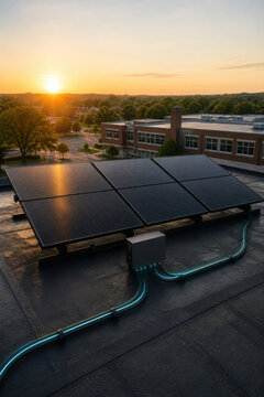 School Rooftop Solar System for Renewable Energy Education Campus Sustainability Electricity Savings and Clean Power