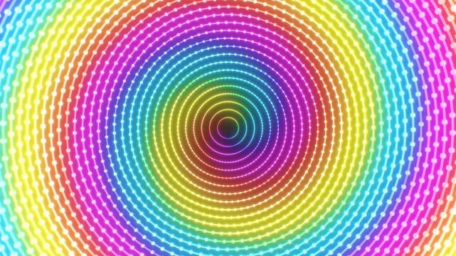 Crazy Neon Rainbow Glowing Optical Illusion Swirling Spiral Pattern - 4K Seamless VJ Loop Motion Background Animation