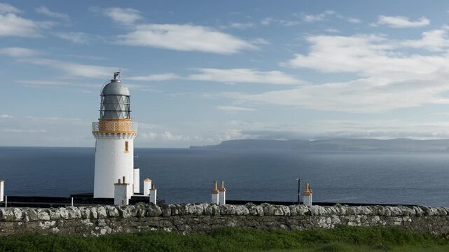 Outline of the Orkney Islands visible on the horizon from Dunnet Head in northern Scotland