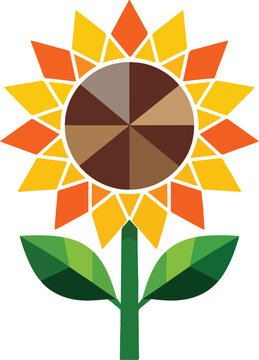 Colorful sunflower geometric icon illustration isolated on white background