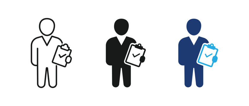Business manager icon, clipboard check mark symbol. vector illustration