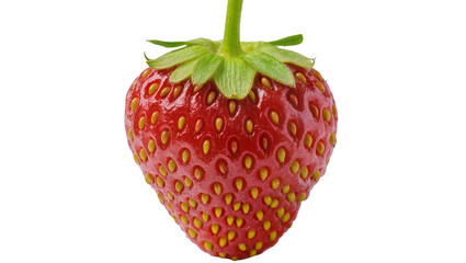 Ripe red strawberry with green leaves, isolated on transparent background © Viktor
