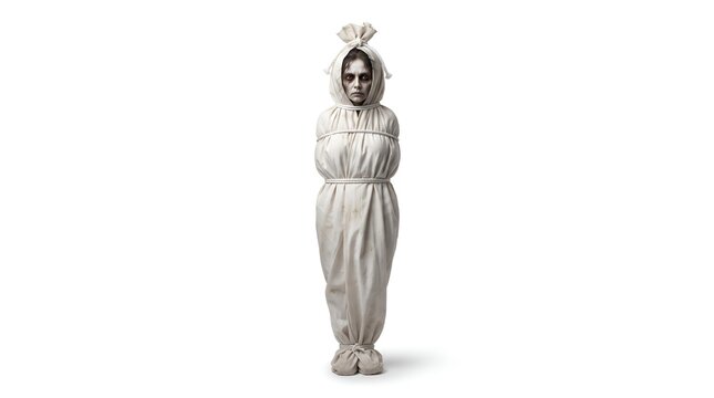 Full body portrait of pocong indonesian called.