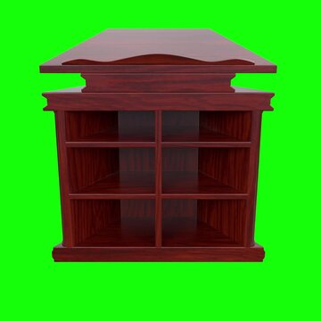 Wooden Lectern, isolated on green screen background