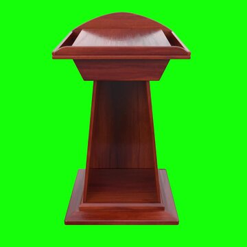 Wooden Lectern, isolated on green screen background
