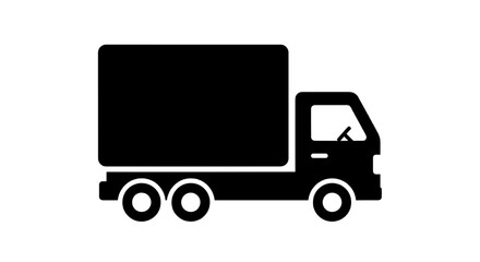 Fototapeta premium Vector illustration of black silhouette icon of a delivery truck on a transparent background