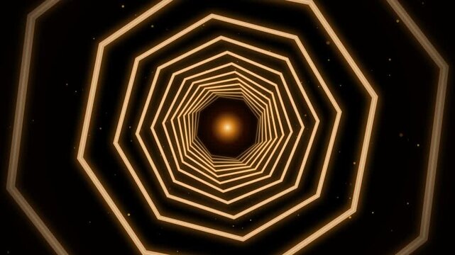 Abstract Golden Octagonal Cyber Portal Seamless Loop with #ff0055 s...