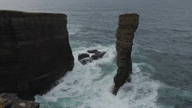 Sea stack coastal scenery on the island of Hoy, Orkney, Scotland