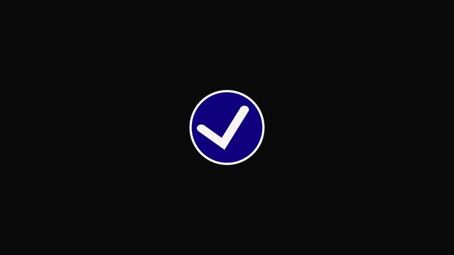 Animated reveal of a white checkmark icon in a green circle. Isolated on a black background