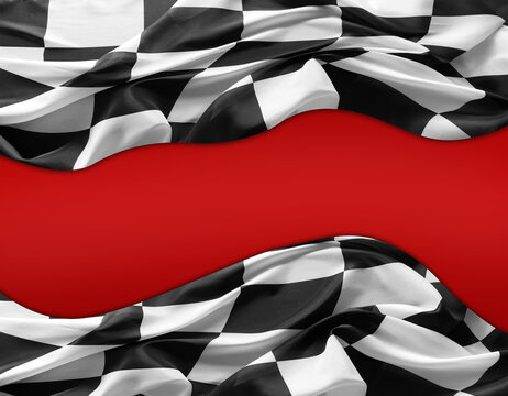Checkered flag on red