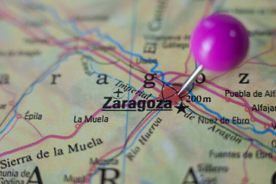 Pushpin marking on Zaragoza