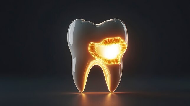A visually striking graphic of a tooth captures attention with glowing cavities, emphasizing the importance of dental health in our daily lives and encouraging oral care