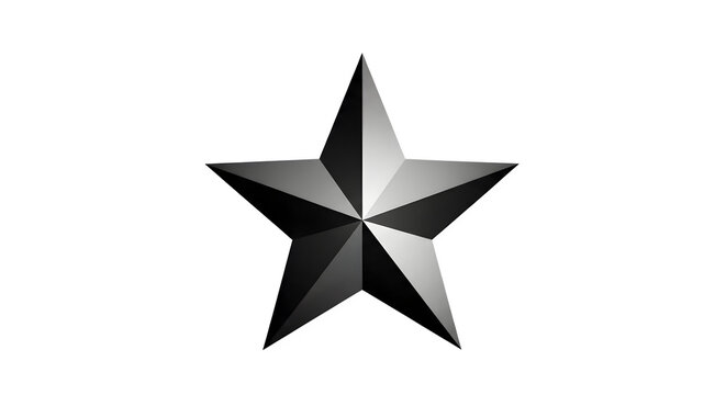 Metallic Five Pointed Star Shape Featuring a Gradient Finish on a Transparent Background