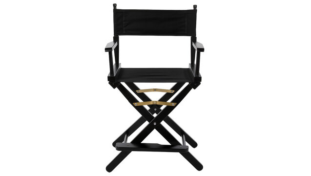 Black director s chair with wooden accents, isolated on transparent background