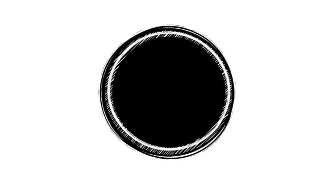 Hand Drawn Circular Black Scribble Badge Element Isolated on a Transparent Background for Creative Graphic Design Projects