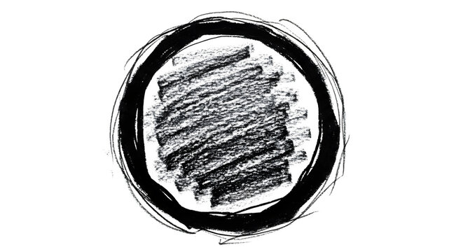 Hand drawn abstract scribble circle shape isolated on transparent background artistic sketch design element for creative digital projects