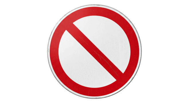 Red prohibition sign with a diagonal line indicating no entry or forbidden
