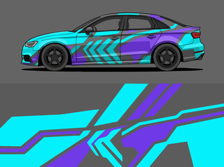 Naklejka premium Colorful geometric car wrap design illustration