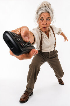 Seniorin mit Fernbedienung