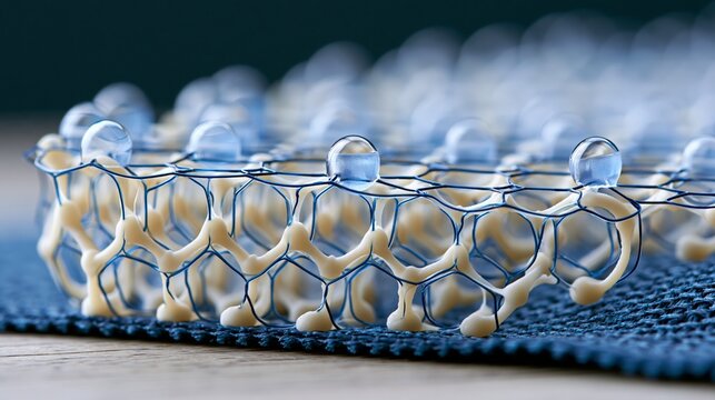 Close-up of innovative nanomaterial showcasing its unique structure and potential applications in various fields.