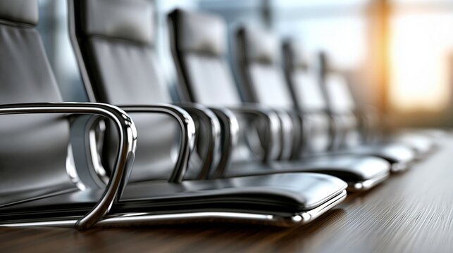 Modern office chairs in a sleek conference room ready for a productive meeting.