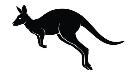 Fototapeta premium Black silhouette of a kangaroo in a leaping pose against a white background