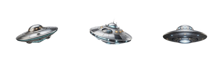 Flying Saucer UFO Clipart Set Silver Alien Spaceship Sci-Fi Spacecraft Graphics PNG Transparent Background Digital Craft Sublimation Design © laskhar