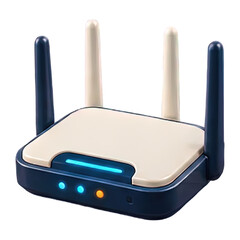 Fototapeta premium Modern wireless router with multiple antennas and glowing indicator lights
