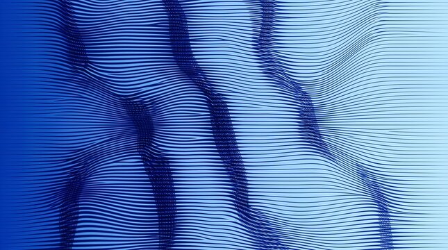 Abstract Blue Digital Background with Wavy Lines and Patterns