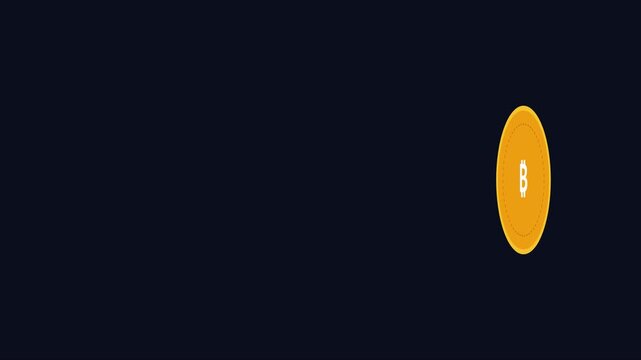 Bitcoin coin rotating animation: digital cryptocurrency gold token spinning on dark 4k background