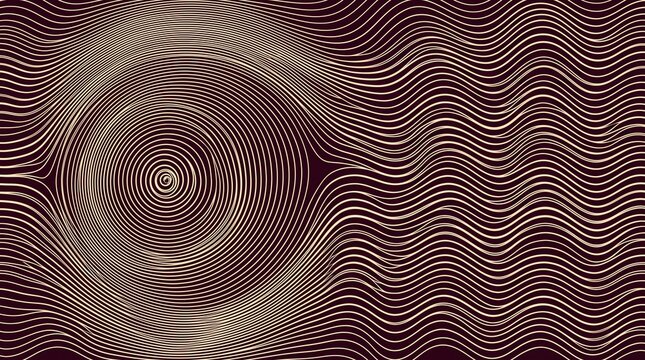 Abstract Burgundy Background with Cream Wavy Lines and Circles