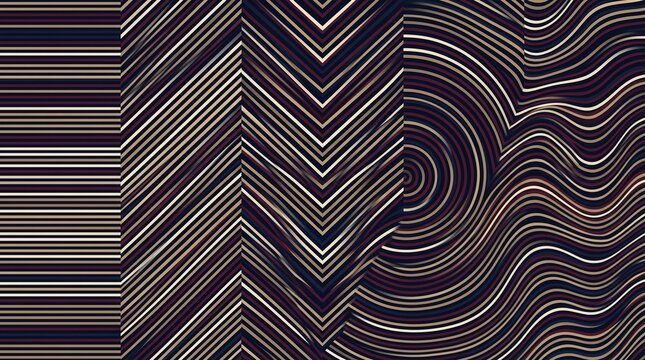 Abstract Geometric Background with Striped and Wavy Patterns