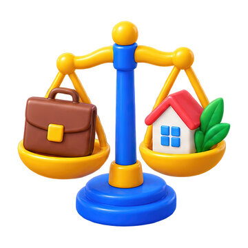 Balancing work and home life on a scale, symbolizing important choices
