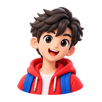 Cheerful cartoon boy with backpack ready for school adventures