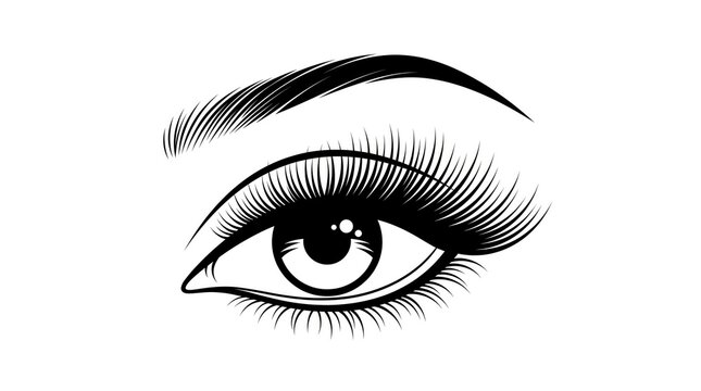 Detailed Vector Illustration of a Human Eye with Eyelashes and Eyebrow