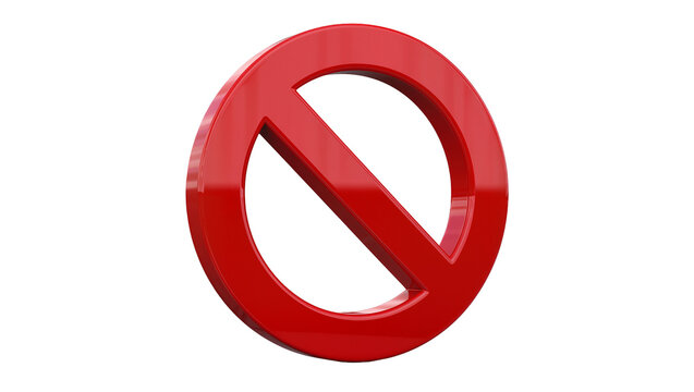 Glossy red prohibition symbol, isolated on transparent background
