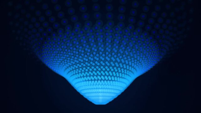 Abstract digital background with a cone shaped pattern of glowing blue dots video