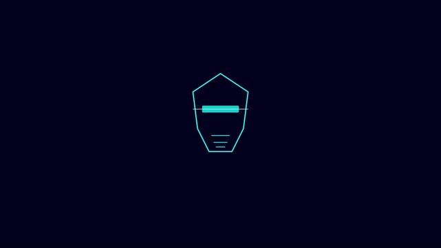 Futuristic digital face scan animation with glowing cybernetic hud interface 4k biometric security