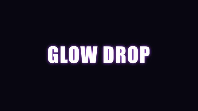 Glow drop neon text animation, vibrant purple glowing typography motion for modern digital branding and social media 4k