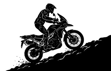Fototapeta premium Adventure Enduro Motorcycle Rider Silhouette Offroad Illustration