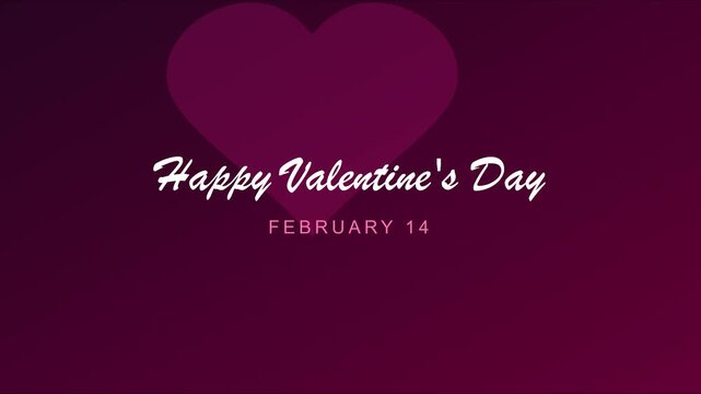 Happy valentine's day february 14 greeting card animation with heart 4k background