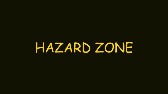 Hazard zone warning sign text for industrial safety and risk management projects animation 4k danger