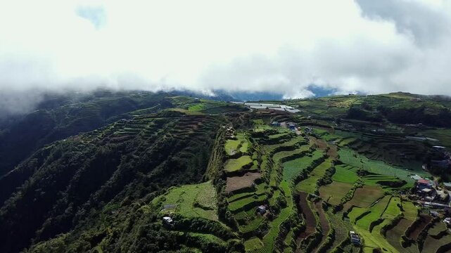 Cloud Covered Terraced Mountains of Atok Benguet Captured by Drone