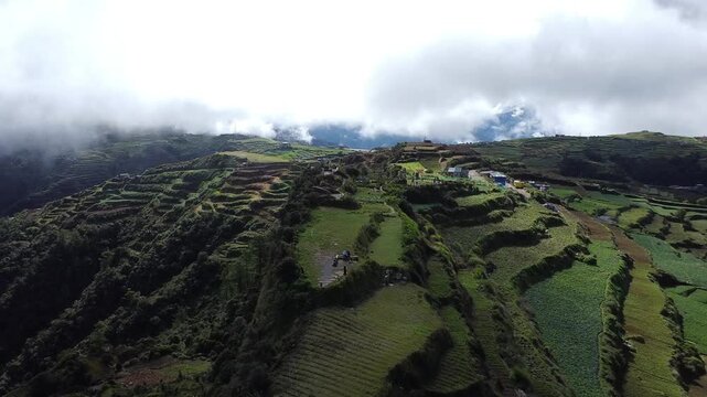 Drone Footage of Atok Benguet Vegetable Terraces and Mountain Landscape