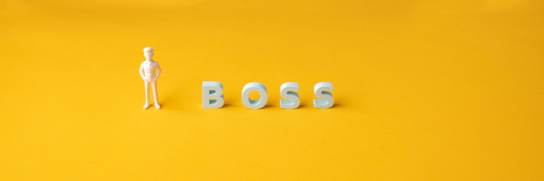 Boss, manager and business leadership concept with businessman figurine