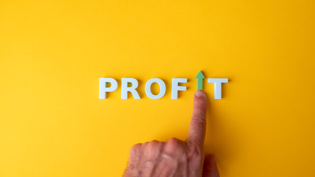 Business profit growth and financial success concept with upward arrow